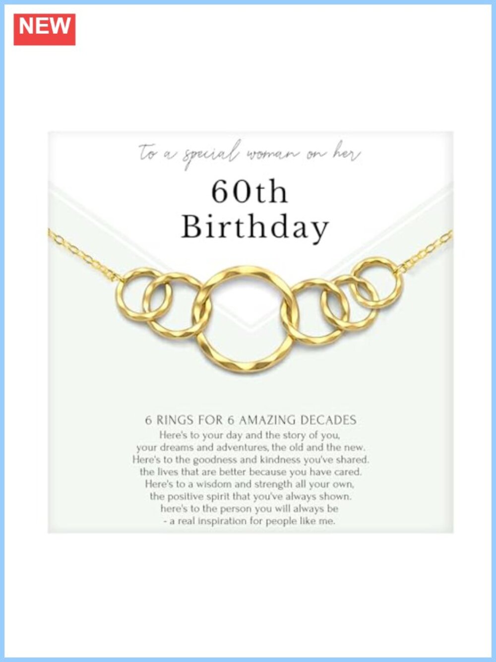 14K Gold Plated Sterling Silver 60th Birthday Pendant Necklace